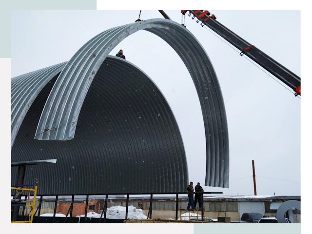 Полукруглые ангары в Пушкине